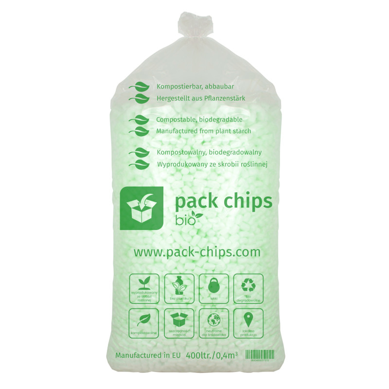 Verpackungschips aus Pflanzenstärke BIO 400l Grün