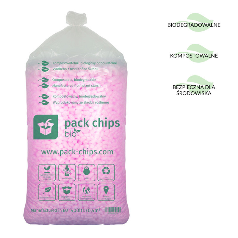 Verpackungschips aus Pflanzenstärke BIO 400l Rosa