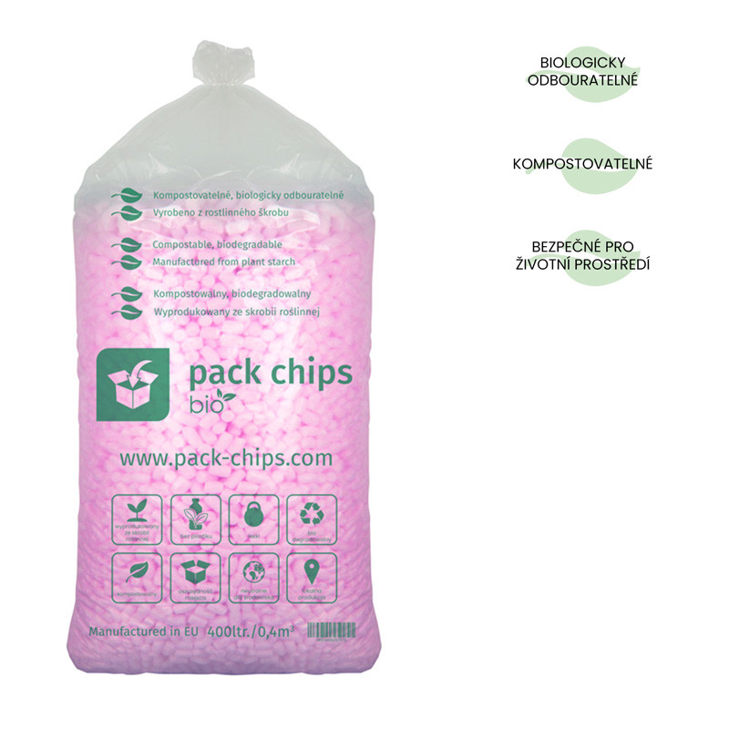 Verpackungschips aus Pflanzenstärke BIO 400l Rosa