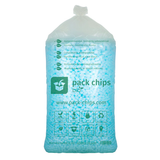 Verpackungschips aus Pflanzenstärke BIO 400l Blau