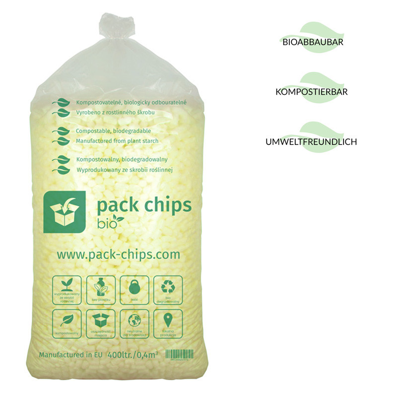 Verpackungschips aus Pflanzenstärke BIO 400l Gelb