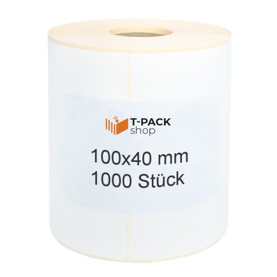 Thermoetiketten 100x40mm 1000 Stück Hülsenkern 40mm weiß