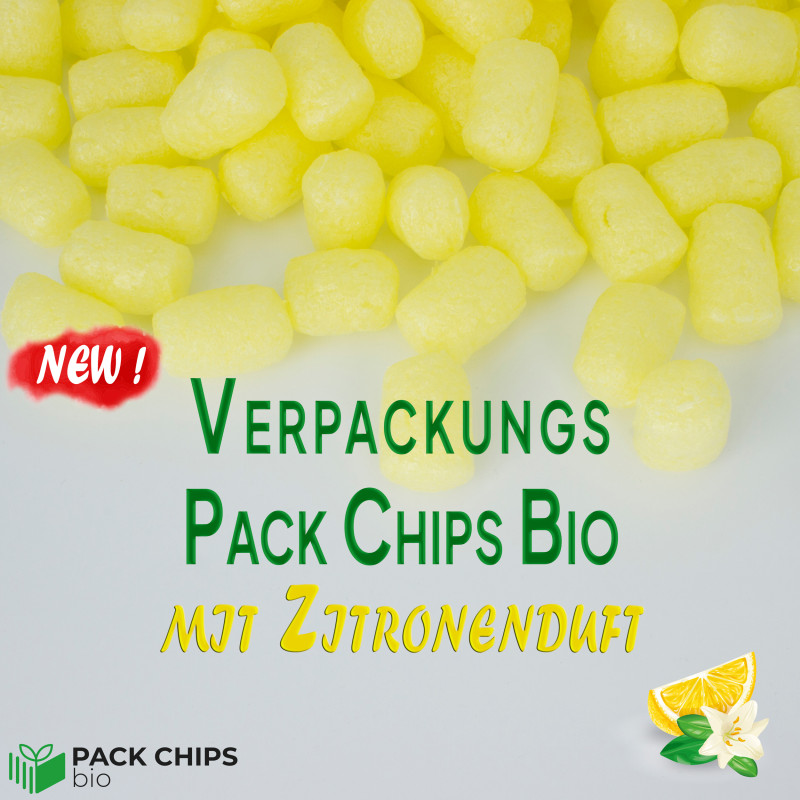 Verpackungschips aus Pflanzenstärke BIO mit Zitronenduft 400l Gelb