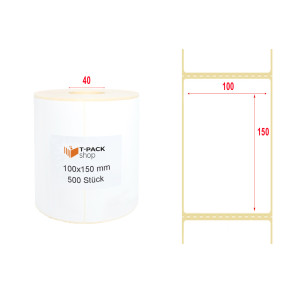Thermotransfer Versandetiketten 100x150 500Stck 40mm PERFORATION