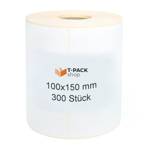 Thermoetiketten 100x150mm 300 Stück Hülsenkern 25mm weiß Perforation