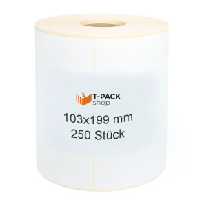 Thermoetiketten 103x199 250Stck Hülsenkern 25mm Weiß Perforation