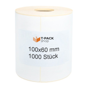 Thermoetiketten 100x60mm 1000 Stück Hülsenkern 40mm weiß