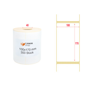 Thermo Versand Etiketten 100x170mm 300stck 40mm weiß Perforation