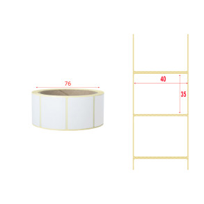 Opaque Thermoetiketten 40x35mm 76mm weiß