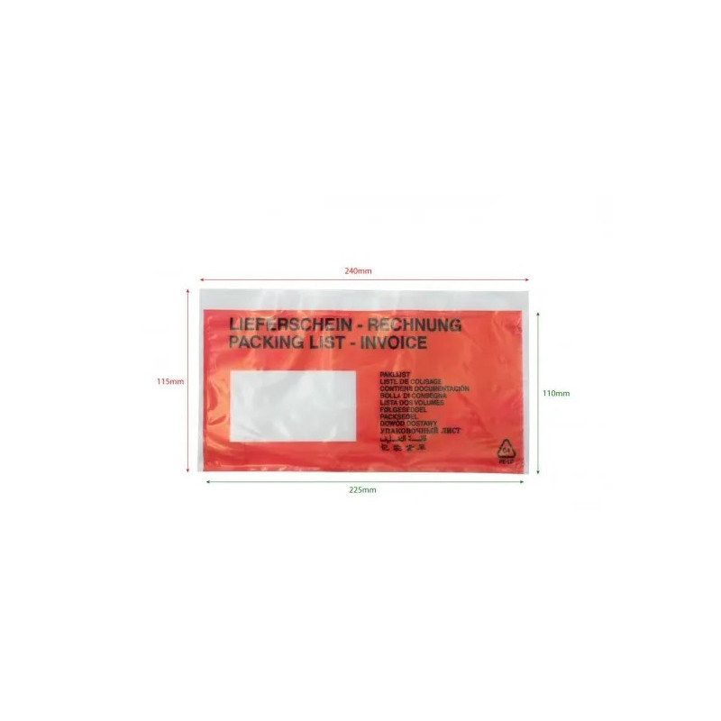 240x115mm Lieferscheintaschen "Invoice" LD 100Stck