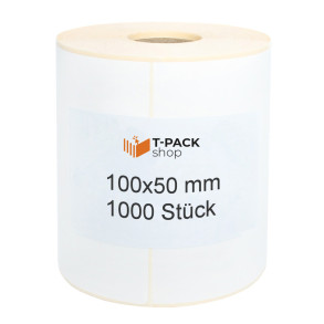 Thermoetiketten 100x50mm 1000 Stück Hülsenkern 40mm weiß