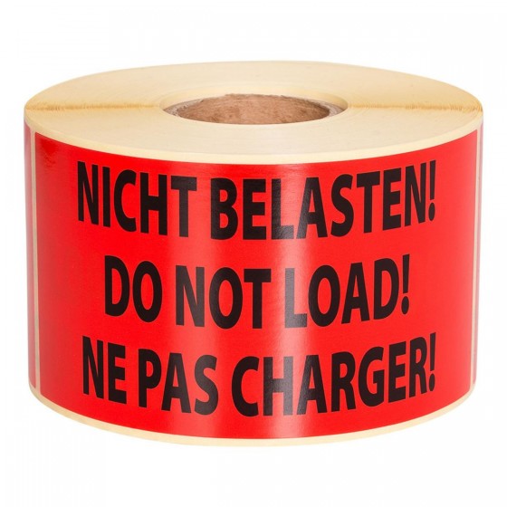 Warnetiketten NICHT BELASTEN! 70x140mm 500 Stck