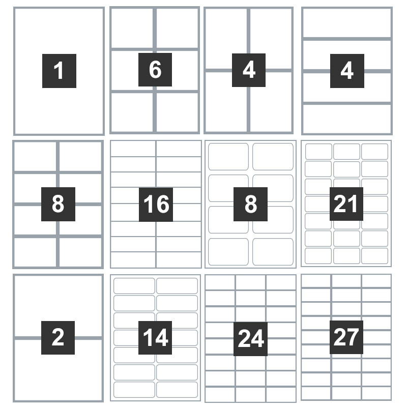 Etiketten A4 210 x 297mm für Drucker 100 Blatt