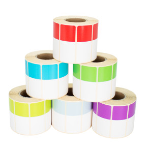 Thermoetiketten 70x30mm 1000Stck Hülsenkern 40mm weiß/violett