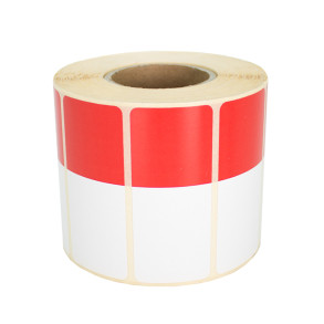 Thermoetiketten 70x30mm 1000Stck Hülsenkern 40mm weiß/rot