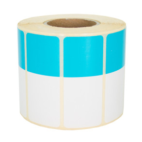 Thermoetiketten 70x30mm 1000Stck Hülsenkern 40mm weiß/blau