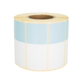 Thermoetiketten 70x30mm 1000Stck Hülsenkern 40mm weiß/hellblau
