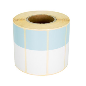 Thermoetiketten 70x30mm 1000Stck Hülsenkern 40mm weiß/hellblau