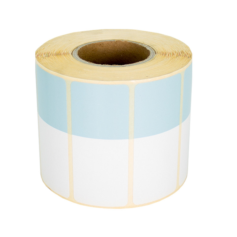 Thermoetiketten 70x30mm 1000Stck Hülsenkern 40mm weiß/hellblau