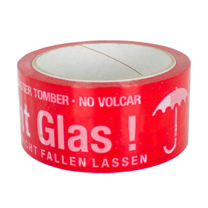 Bedrucktes Klebeband Vorsicht Glas! 60m