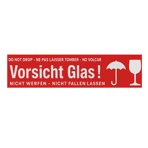 Bedrucktes Klebeband Vorsicht Glas! 60m