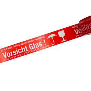 Bedrucktes Klebeband Vorsicht Glas! 60m