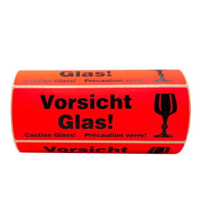 Warnetiketten "Vorsicht Glas!" 150x48 500Stck