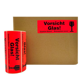 Warnetiketten "Vorsicht Glas!" 150x48 500Stck