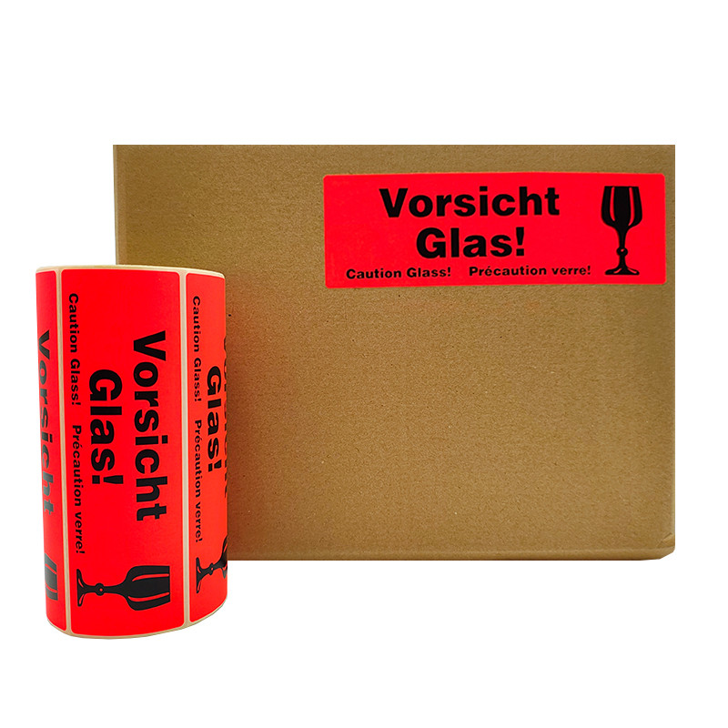 Warnetiketten "Vorsicht Glas!" 150x48 500Stck