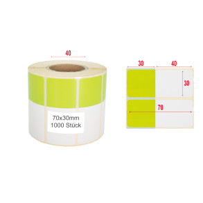 Thermoetiketten 70x30mm 1000Stck Hülsenkern 40mm weiß/hellgrün
