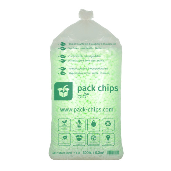 Verpackungschips aus Pflanzenstärke BIO 300l Grün Verpackungschips aus Pflanzenstärke BIO 300l Grün