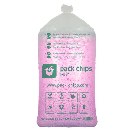 Verpackungschips aus Pflanzenstärke BIO 300l Rosa Verpackungschips aus Pflanzenstärke BIO 300l Rosa