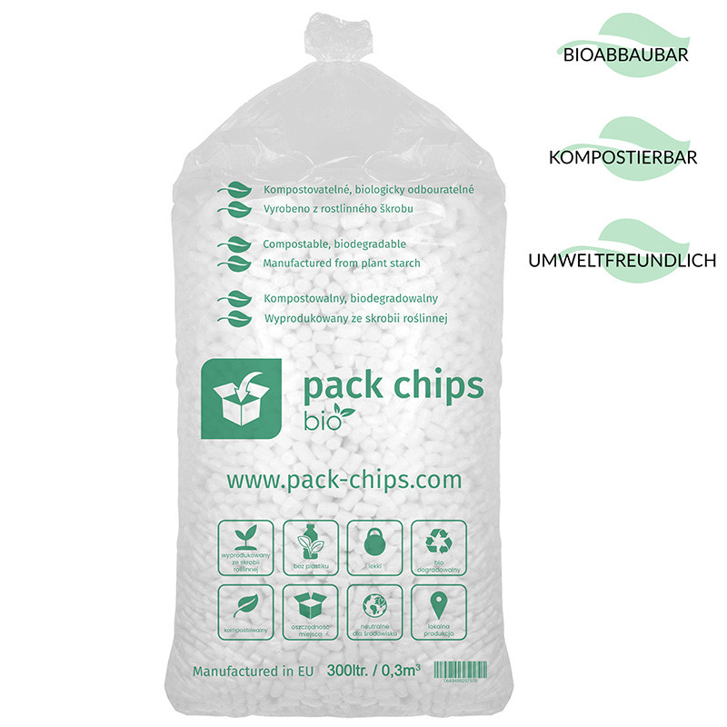 Verpackungschips aus Pflanzenstärke BIO 300l Weiß