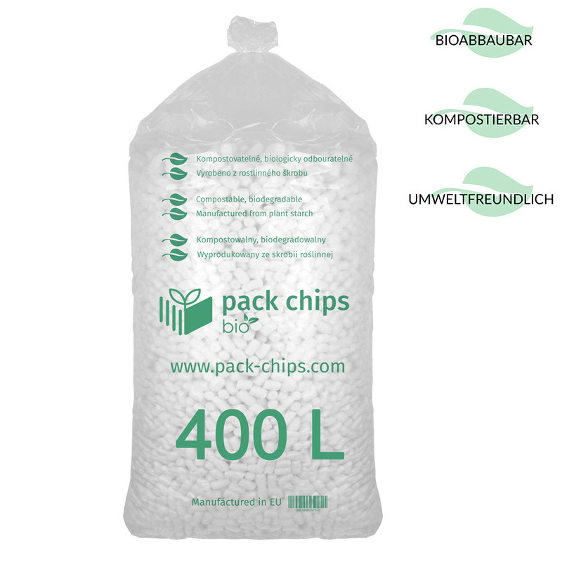 Verpackungschips aus Pflanzenstärke BIO 400l Weiß