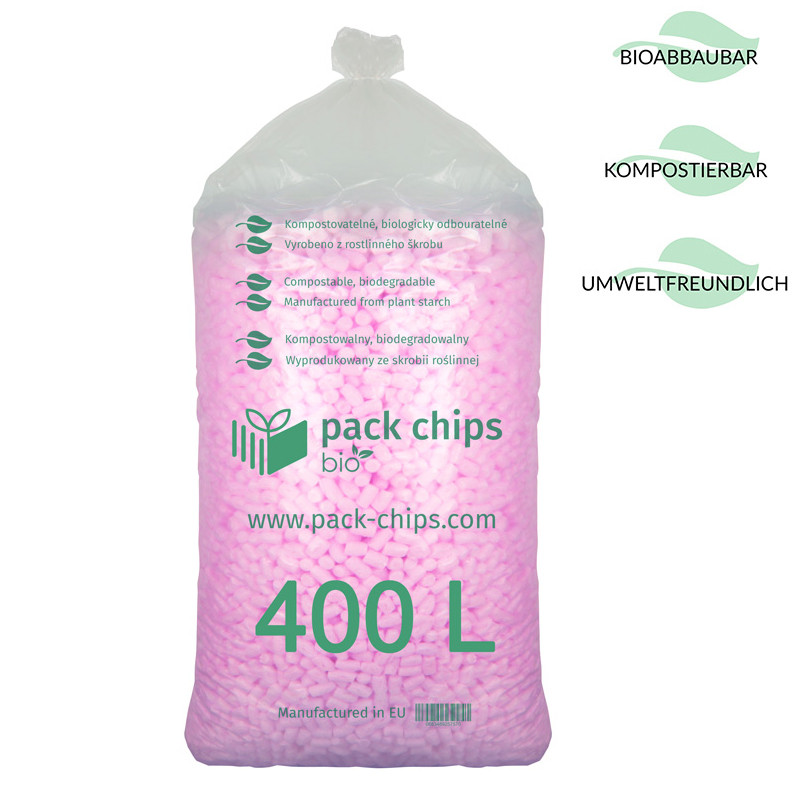 Verpackungschips aus Pflanzenstärke BIO 400l Rosa