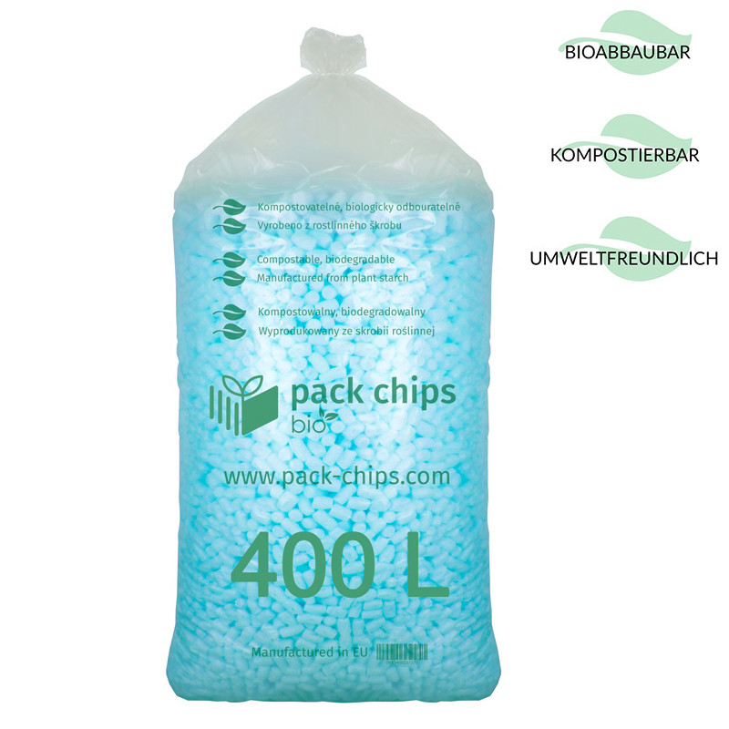 Verpackungschips aus Pflanzenstärke BIO 400l Blau