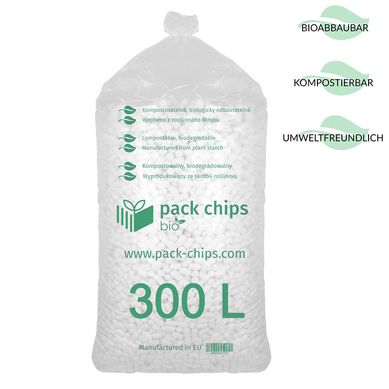 Verpackungschips aus Pflanzenstärke BIO 300l Weiß
