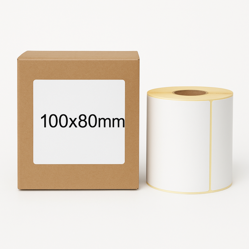 Thermoetiketten 100x80 500Stck Hülsenkern 40mm weiß
