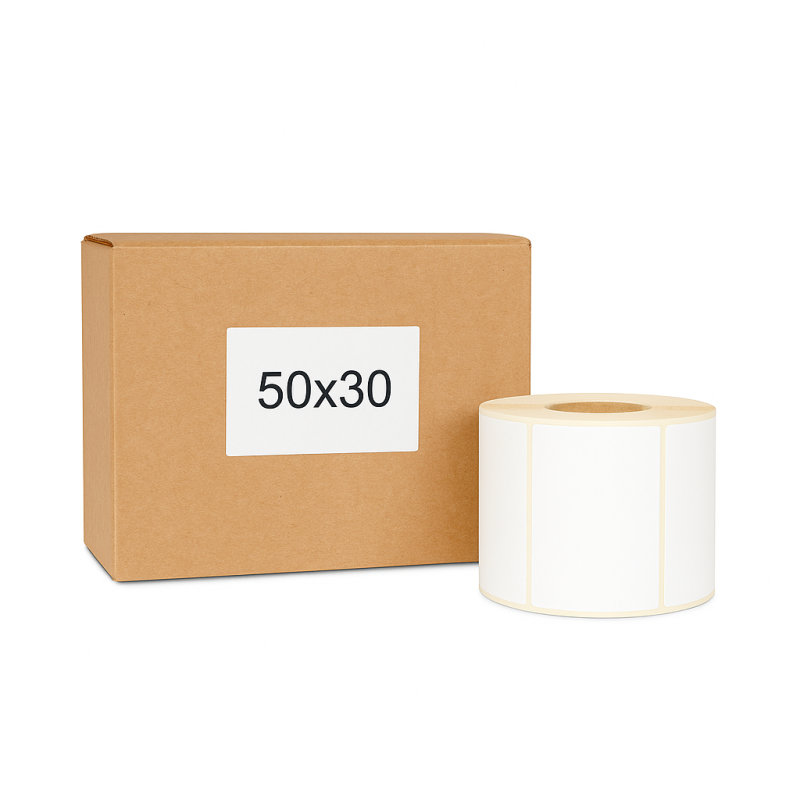 Thermoetiketten 50x30 2000Stck Hülsenkern 25mm weiß