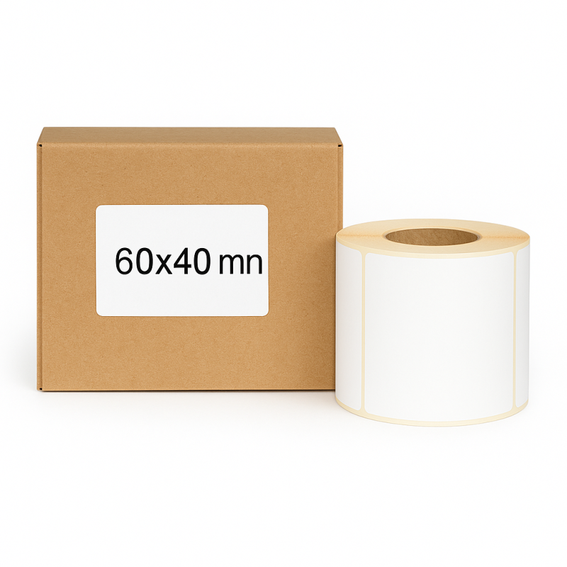 Thermoetiketten 60x40 1000Stck Hülsenkern 40mm weiß