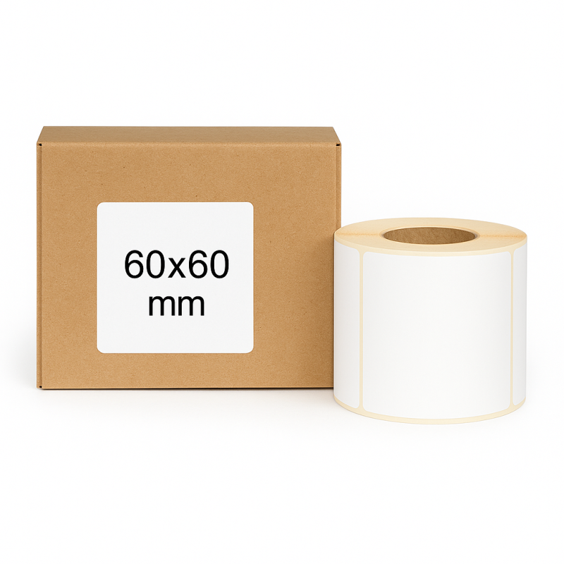 Thermoetiketten 60x60 1000Stck Hülsenkern 40mm weiß