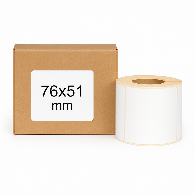 Thermoetiketten 76x51 1370Stck Hülsenkern 25mm weiß