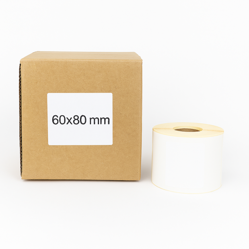 Thermoetiketten 60x80 1000Stck Hülsenkern 40mm weiß