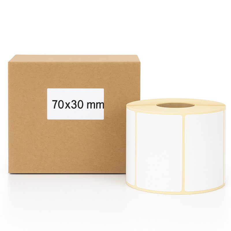 Thermoetiketten 70x30mm 1000 Stück Hülsenkern 40mm weiß