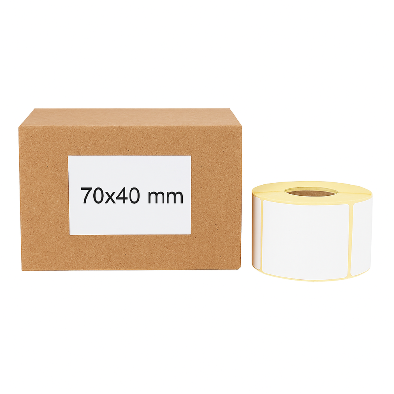 Thermoetiketten 70x40 1000Stck Hülsenkern 40mm weiß