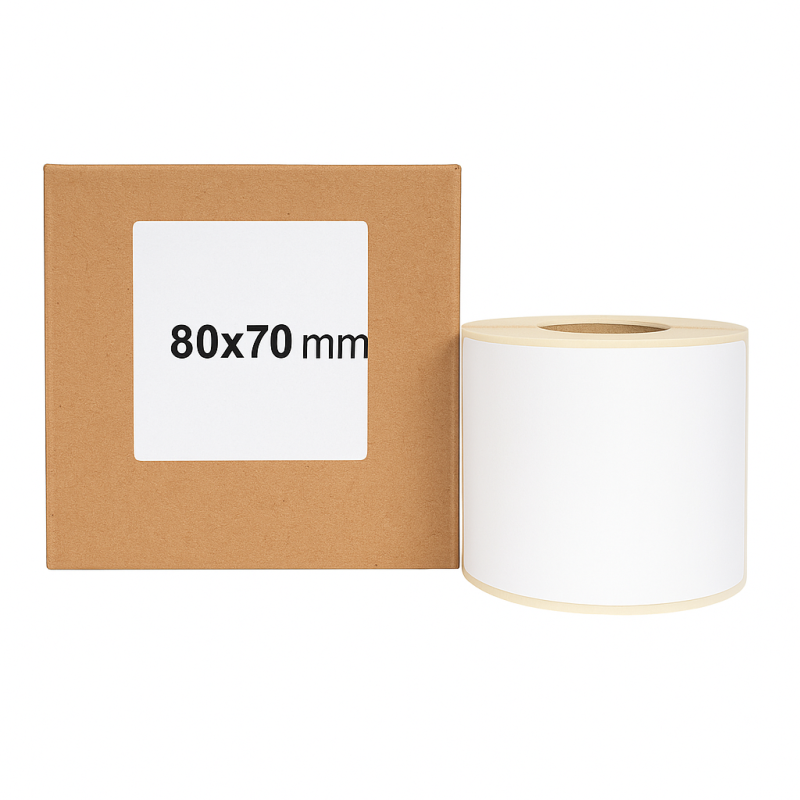 Thermoetiketten 80x70 500Stck Hülsenkern 40mm weiß