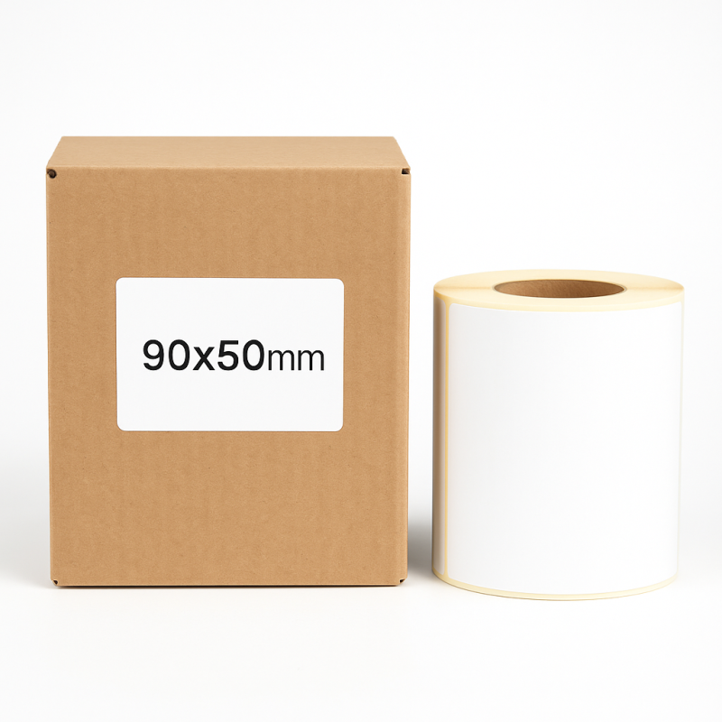 Thermoetiketten 90x50mm 1000Stck Kern 40mm weiß