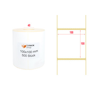 Thermotransferetiketten 100x100mm 500 Stück 40mm weiß
