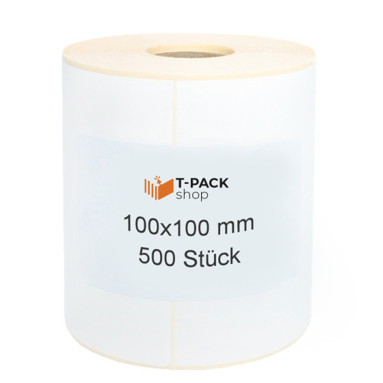 Thermotransferetiketten 100x100mm 500 Stück 40mm weiß