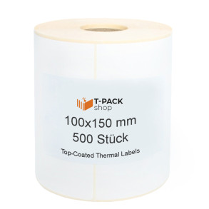 Thermoetikett TOP 100x150 mm beschichtet mit Perforation 500 Stk. Kern 25 mm